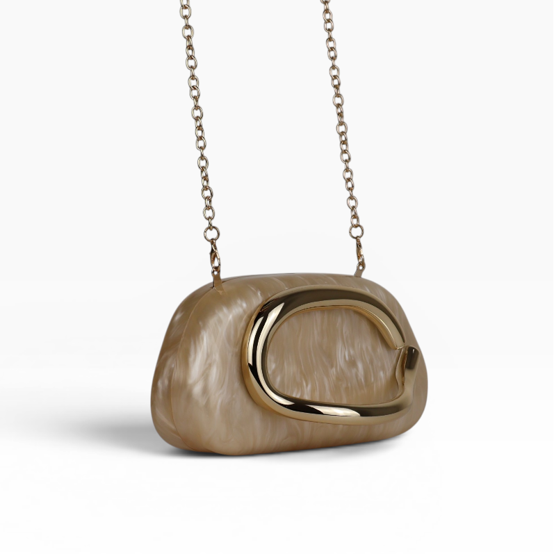 Bolsa de Festa Clutch Acrílico Perolada Bege
