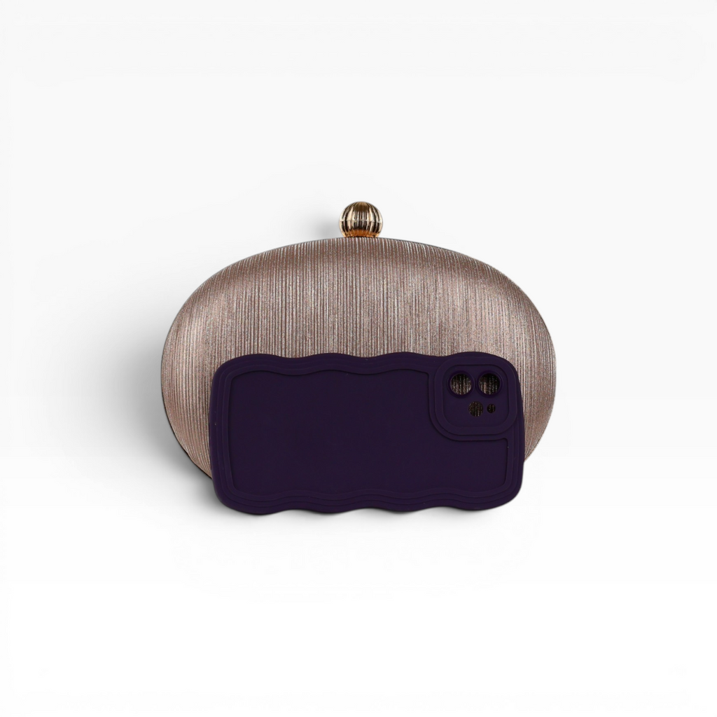 Bolsa Festa Clutch Oval Brilho Rosê