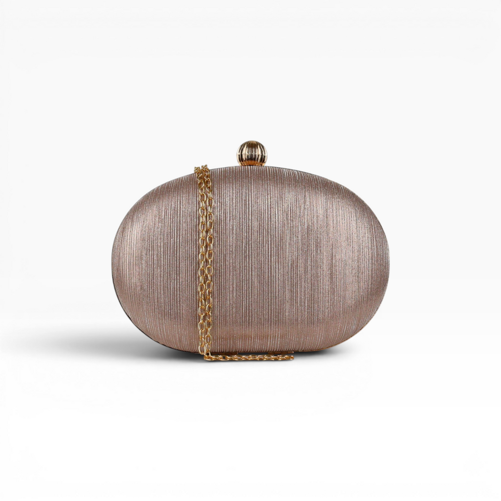Bolsa Festa Clutch Oval Brilho Rosê