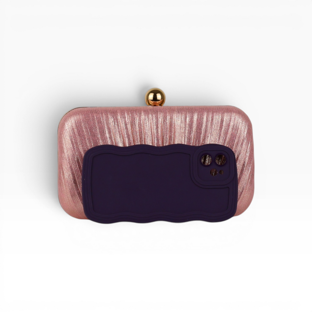 Bolsa de Festa Clutch Brilho Rosa Claro