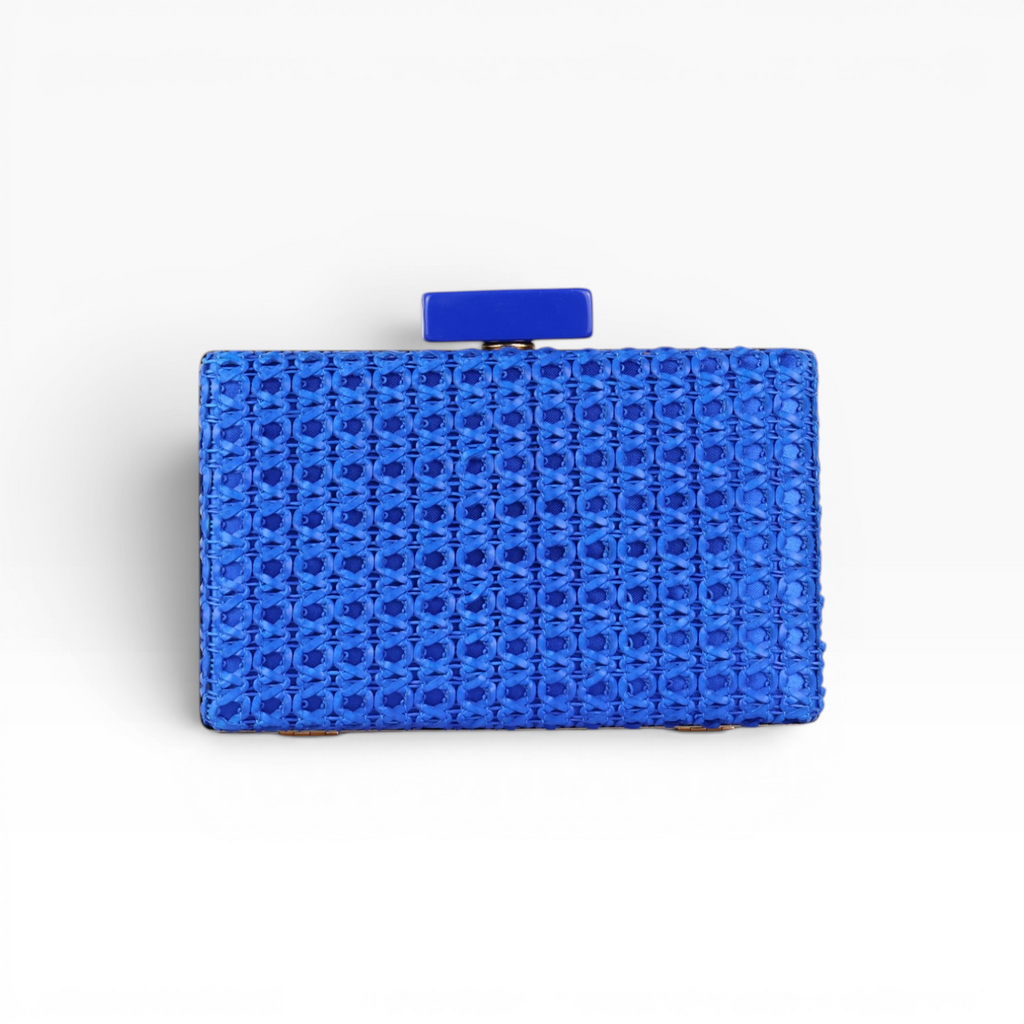 Bolsa de Festa Clutch Palha Azul
