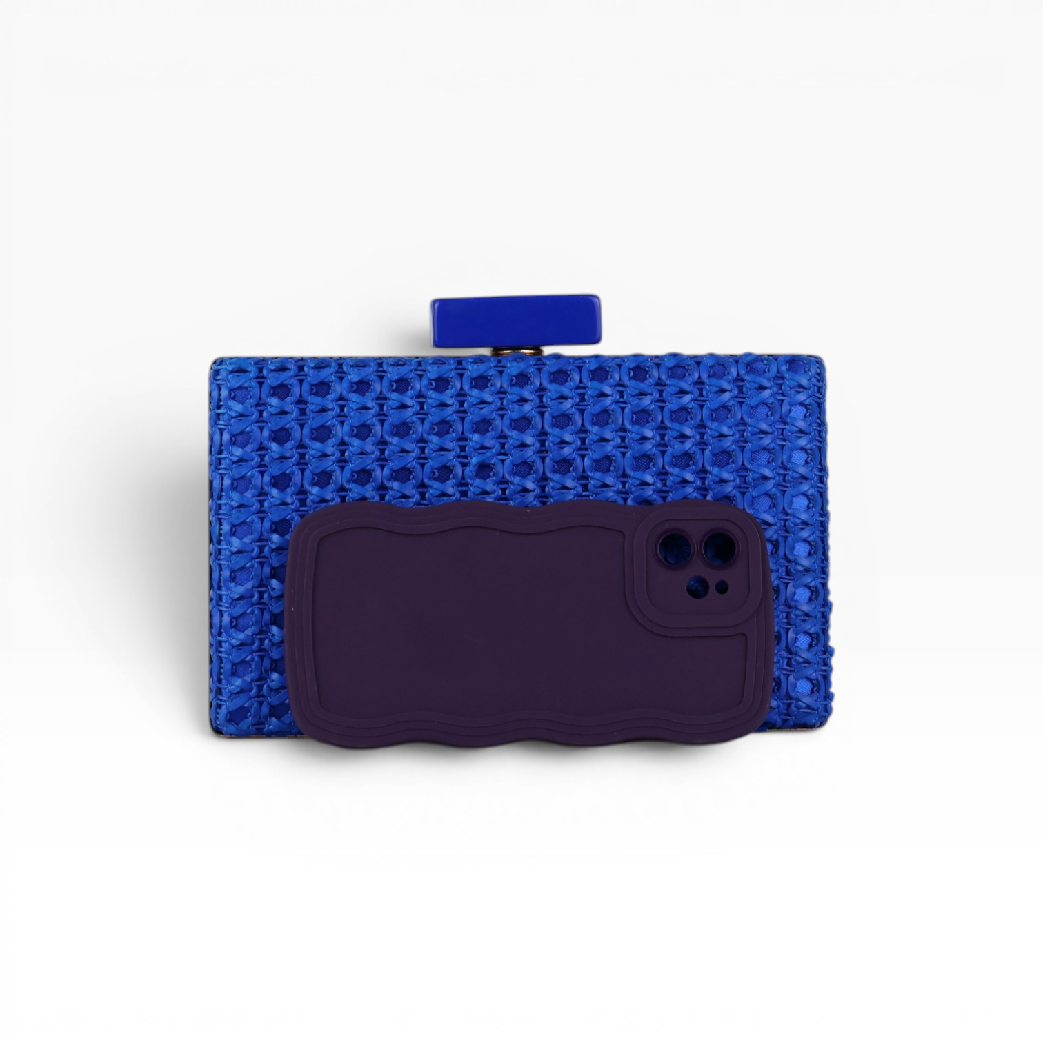 Bolsa de Festa Clutch Palha Azul