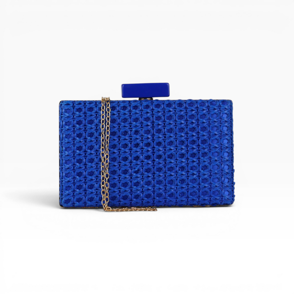 Bolsa de Festa Clutch Palha Azul