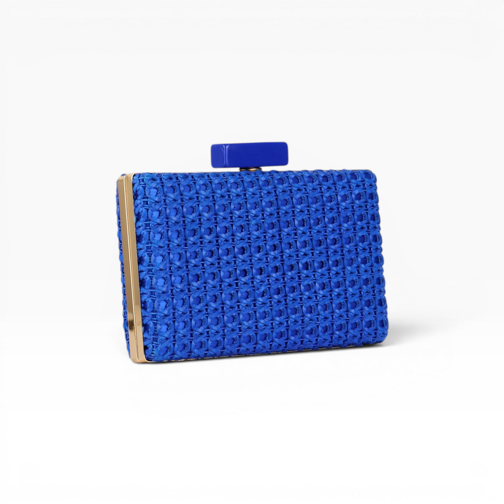 Bolsa de Festa Clutch Palha Azul