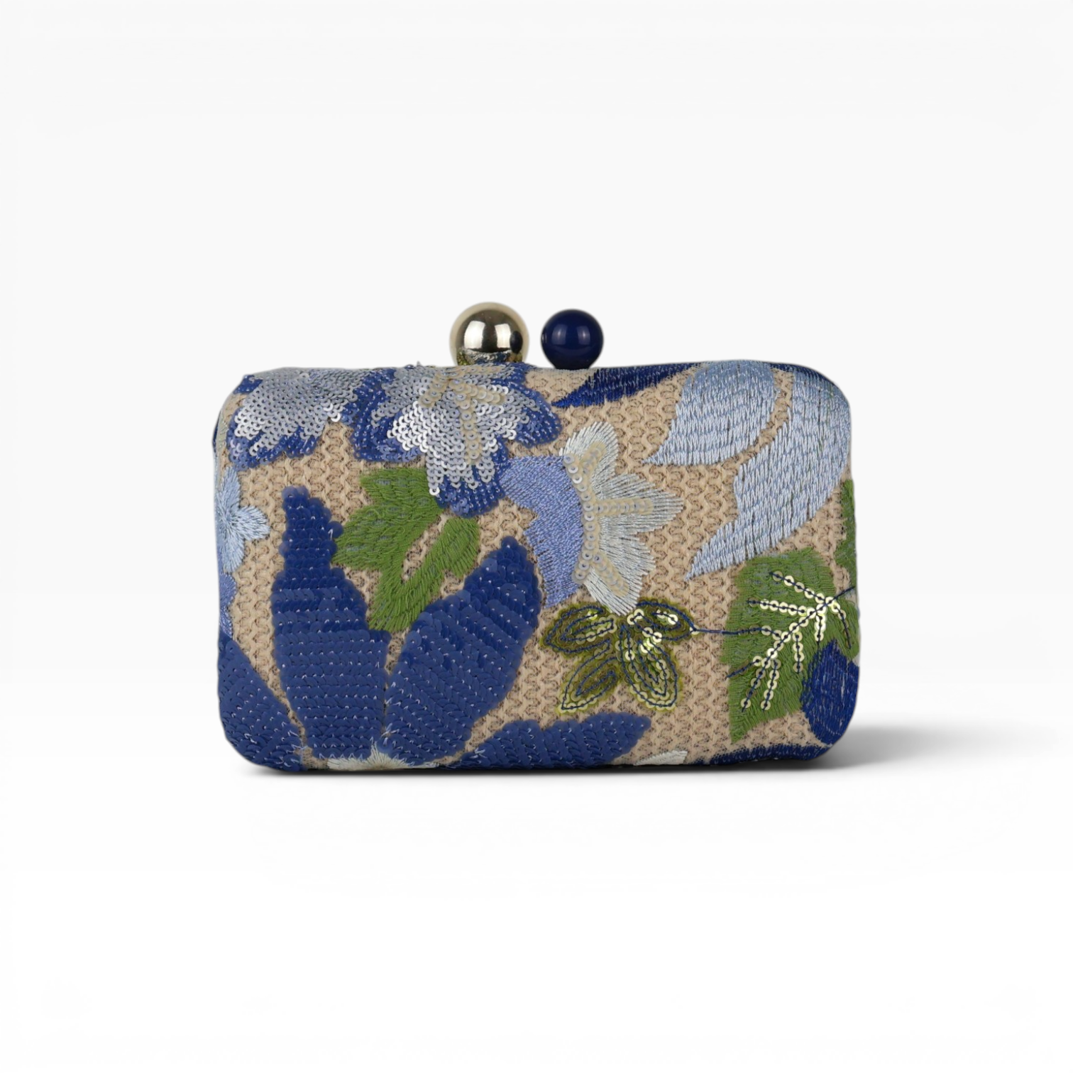 Bolsa Clutch Festa Bordada Flores Azul
