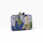 Bolsa Clutch Festa Bordada Flores Azul