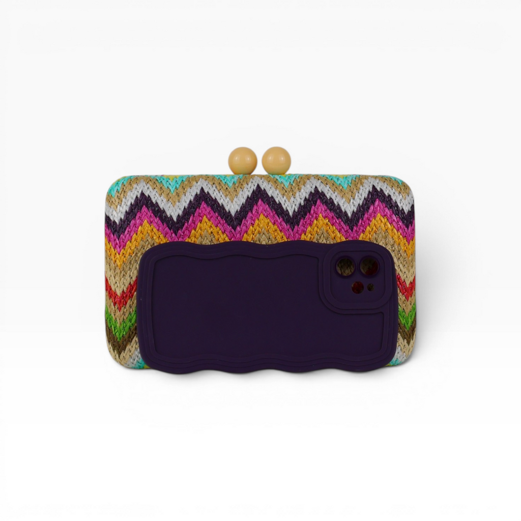 Bolsa de Festa Clutch Palha Colorida