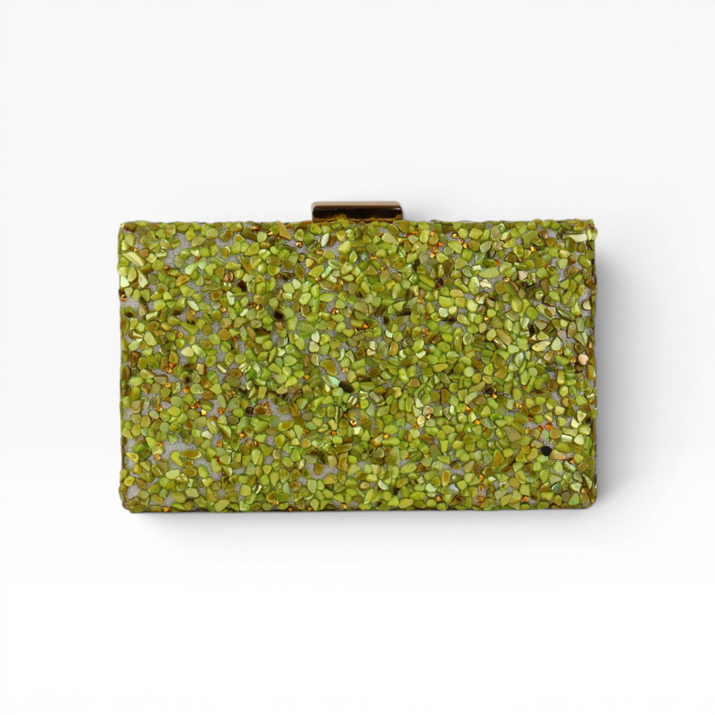 Bolsa de Festa Clutch Pedraria Verde Pistaccio