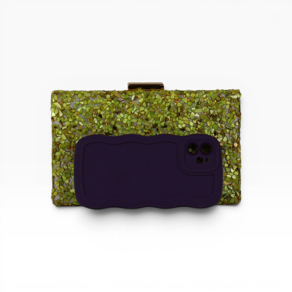 Bolsa de Festa Clutch Pedraria Verde Pistaccio