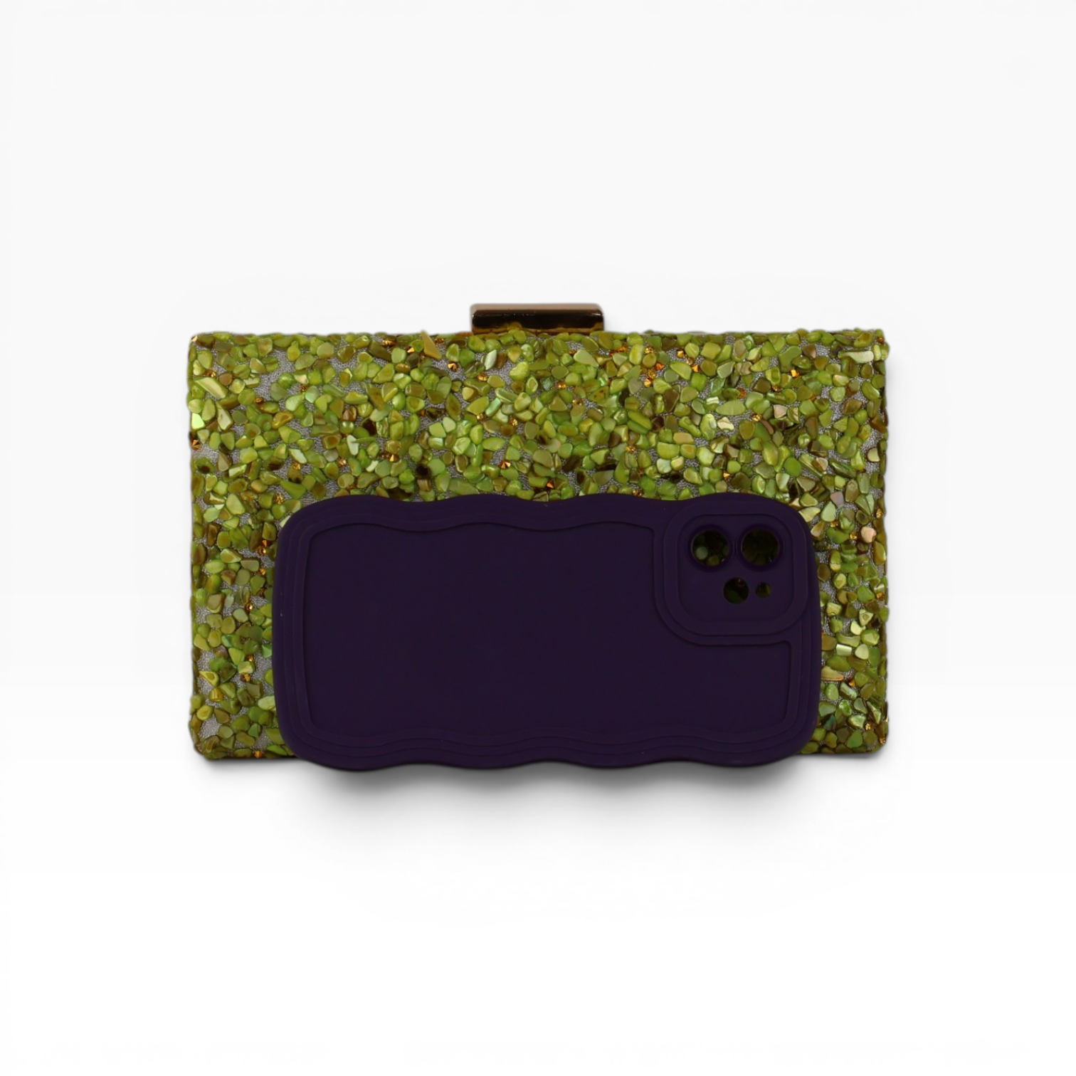Bolsa de Festa Clutch Pedraria Verde Pistaccio
