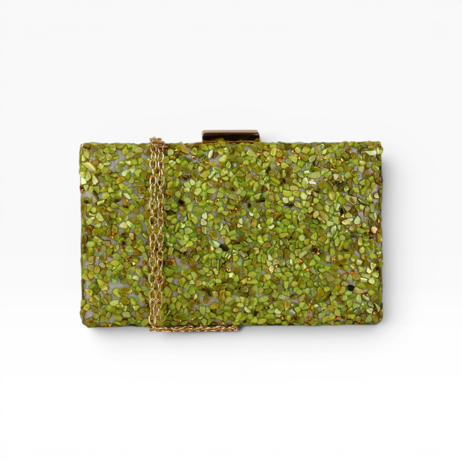 Bolsa de Festa Clutch Pedraria Verde Pistaccio