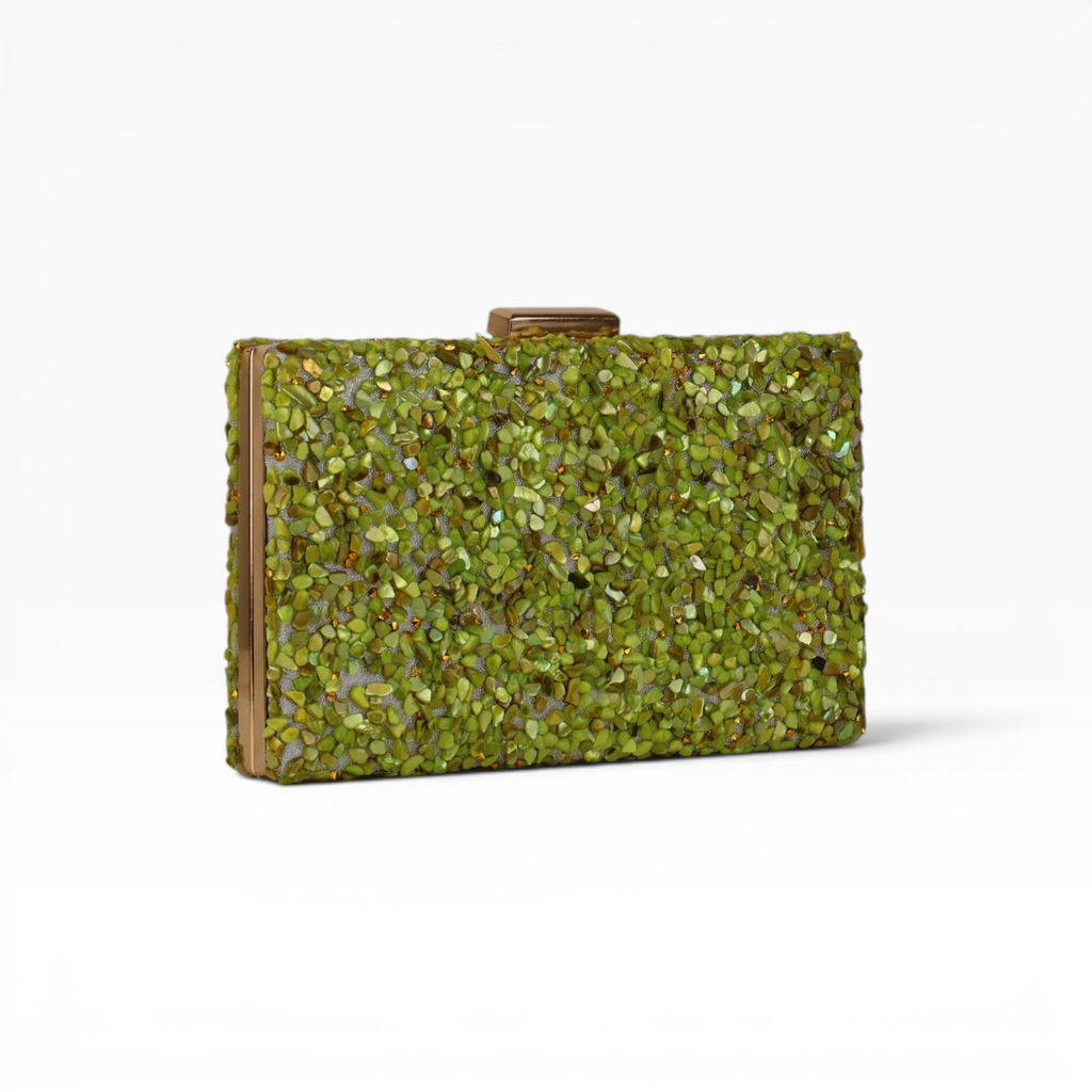 Bolsa de Festa Clutch Pedraria Verde Pistaccio