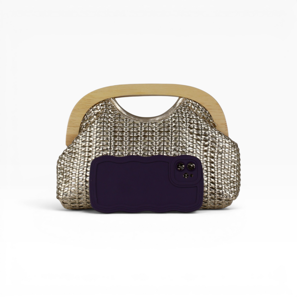 Bolsa de Mão Pouch Trama Dourada