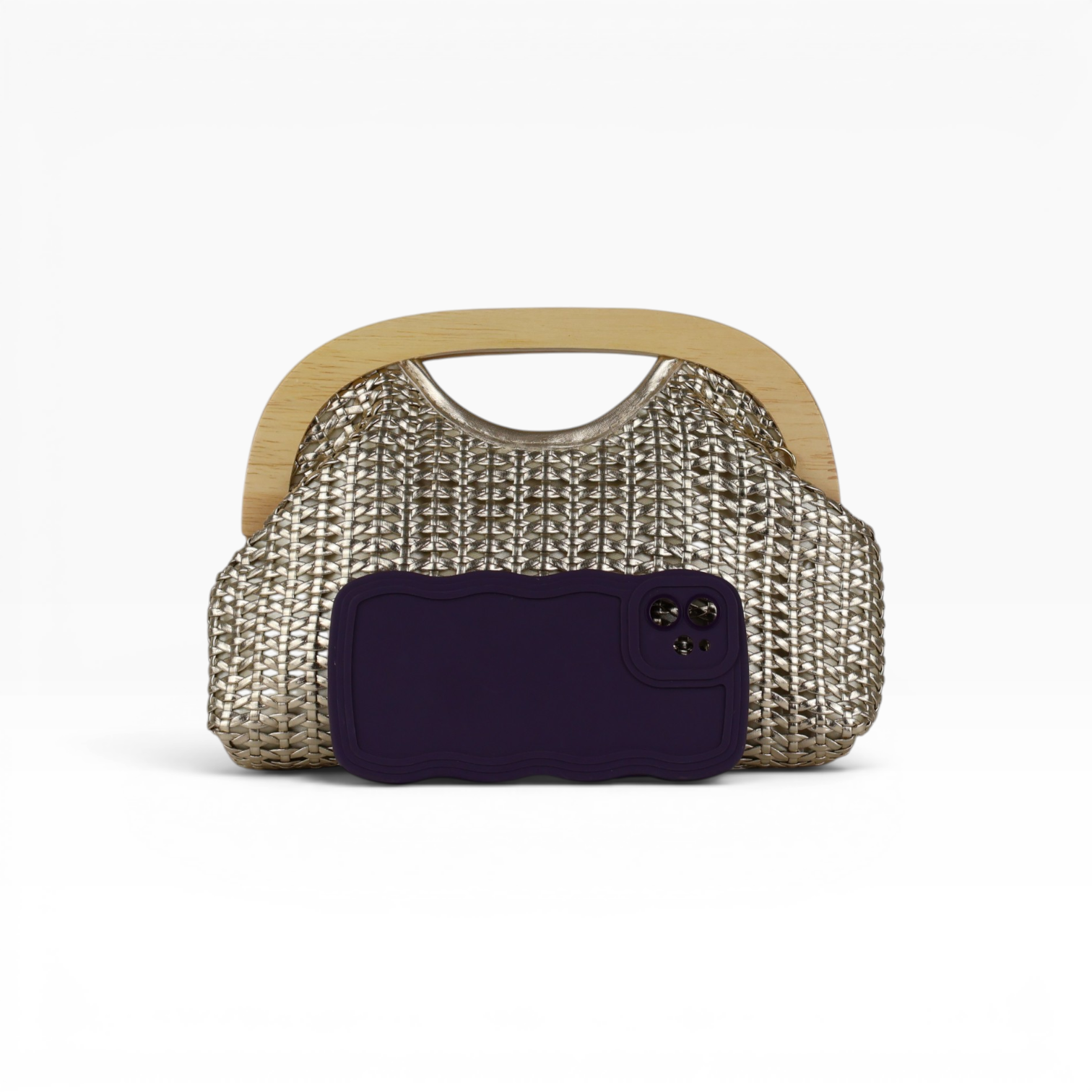 Bolsa de Mão Pouch Trama Dourada