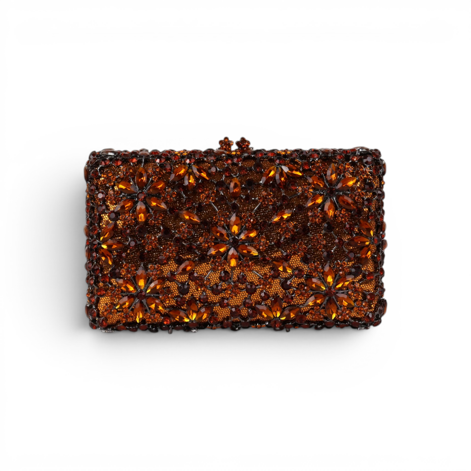 Bolsa Festa Clutch Pedraria Strass Laranja Marrom Âmbar