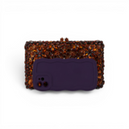 Bolsa Festa Clutch Pedraria Strass Laranja Marrom Âmbar