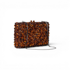 Bolsa Festa Clutch Pedraria Strass Laranja Marrom Âmbar