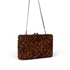 Bolsa Festa Clutch Pedraria Strass Laranja Marrom Âmbar