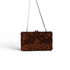 Bolsa Festa Clutch Pedraria Strass Laranja Marrom Âmbar