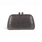 Bolsa Festa Clutch Pedraria Strass Prata Grafite