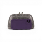 Bolsa Festa Clutch Pedraria Strass Prata Grafite