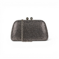 Bolsa Festa Clutch Pedraria Strass Prata Grafite