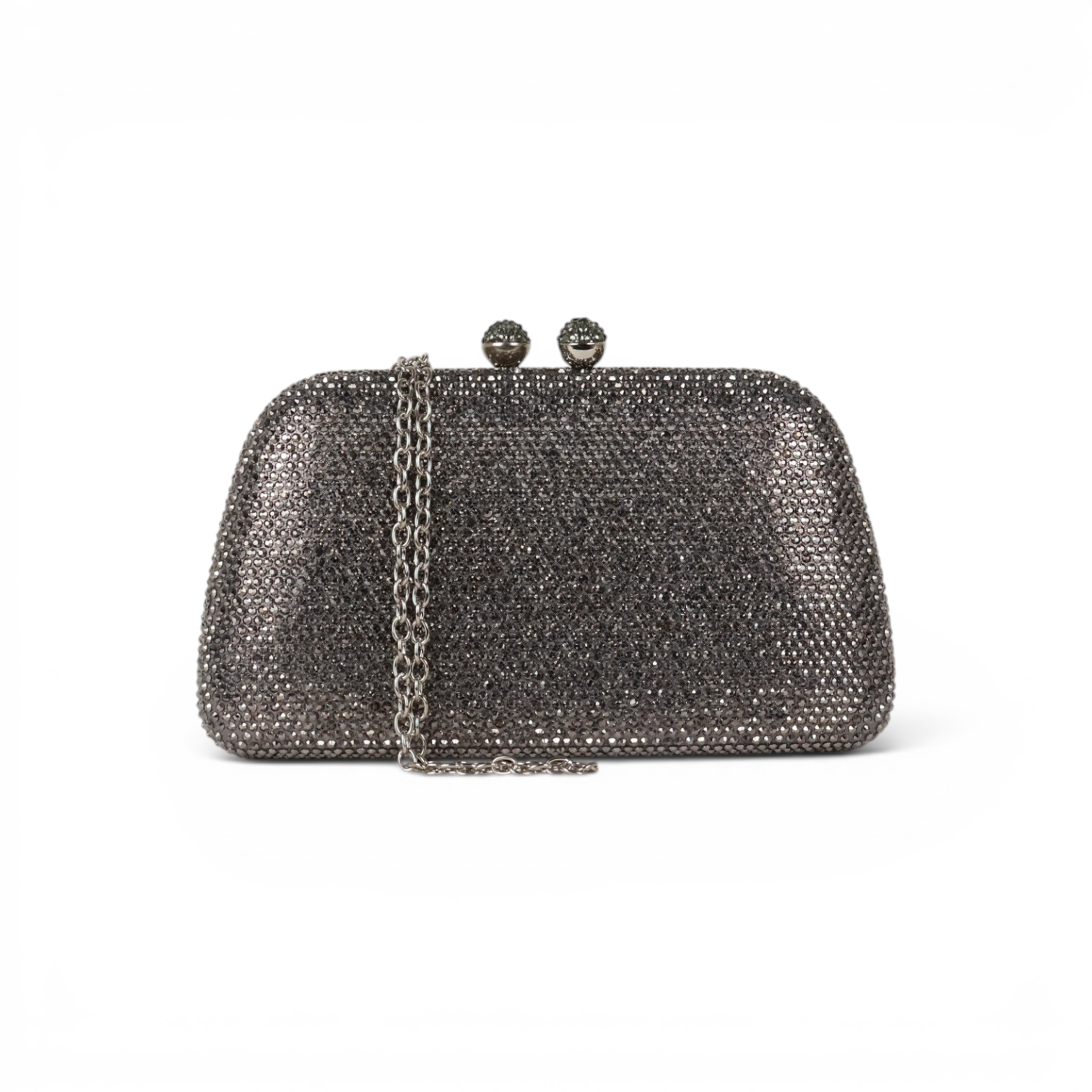 Bolsa Festa Clutch Pedraria Strass Prata Grafite