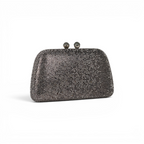 Bolsa Festa Clutch Pedraria Strass Prata Grafite