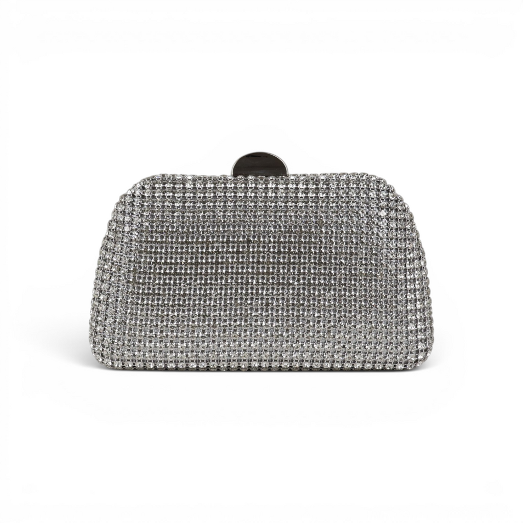 Bolsa de Festa Clutch Strass Prateada