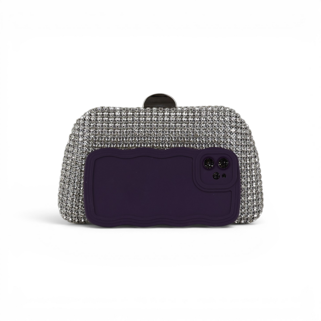 Bolsa de Festa Clutch Strass Prateada