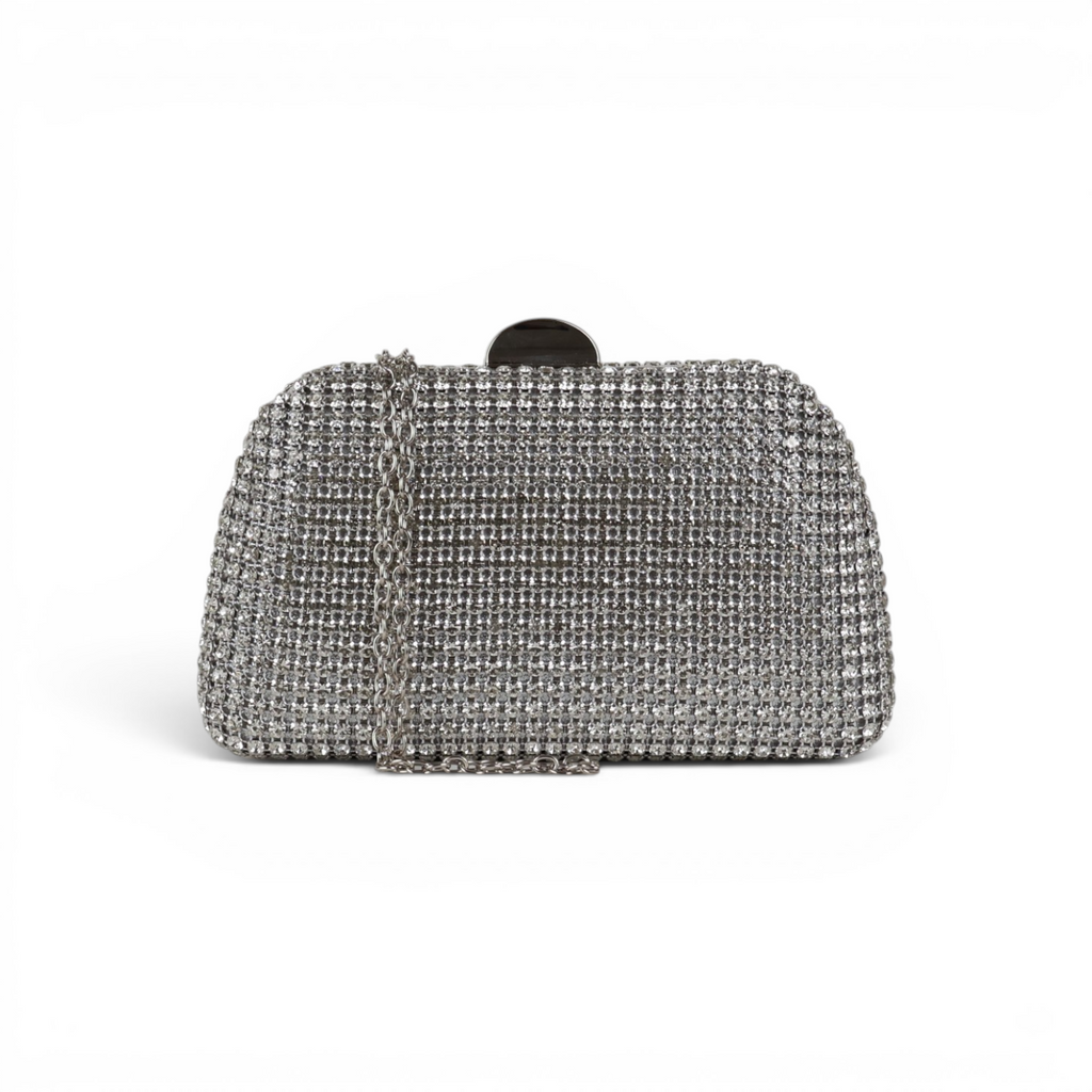 Bolsa de Festa Clutch Strass Prateada