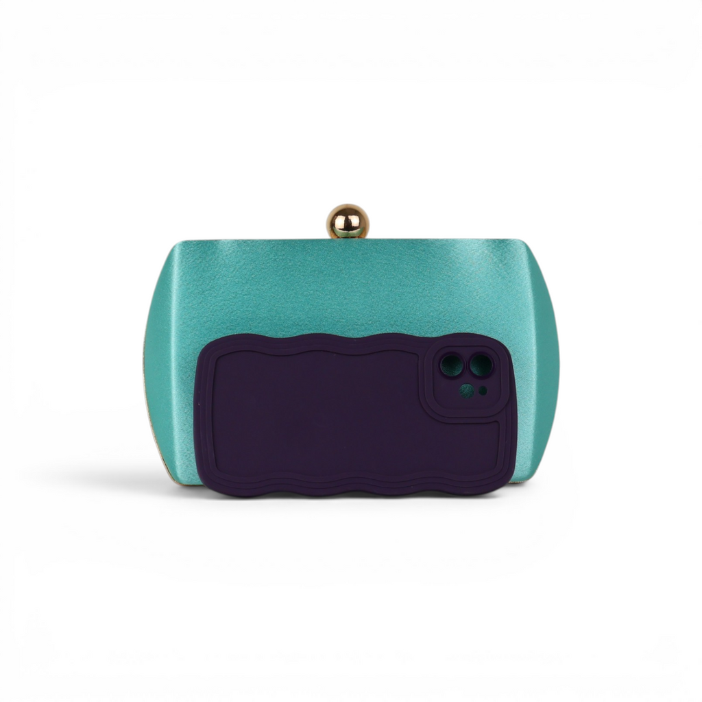 Bolsa Clutch Festa Cetim Turquesa