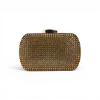 Bolsa Festa Clutch Strass Dourada Escura