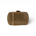 Bolsa Festa Clutch Strass Dourada Escura