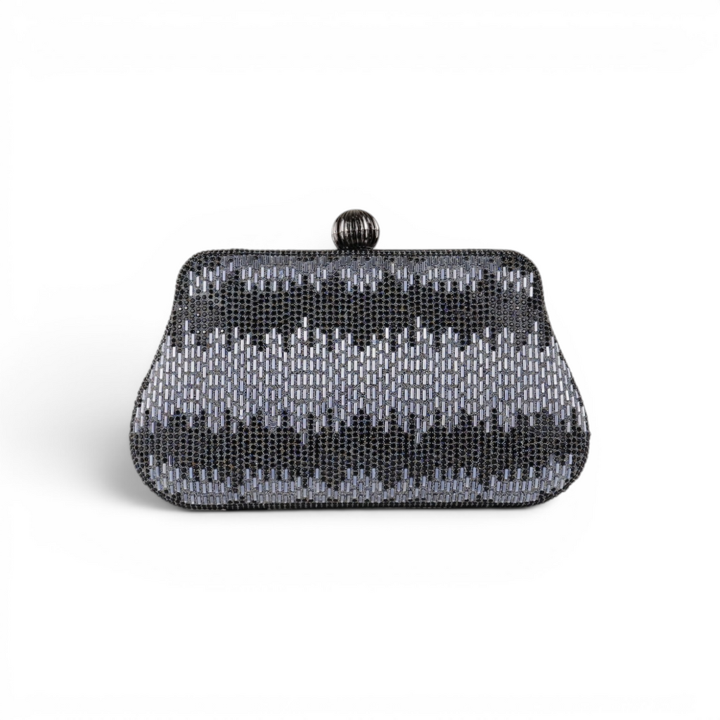 Bolsa Festa Clutch Vidrilhos Prata Grafite