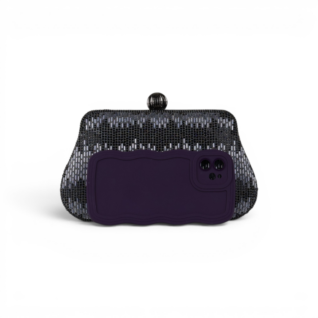 Bolsa Festa Clutch Vidrilhos Prata Grafite