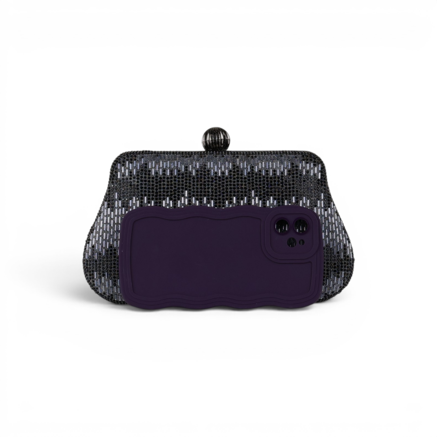 Bolsa Festa Clutch Vidrilhos Prata Grafite