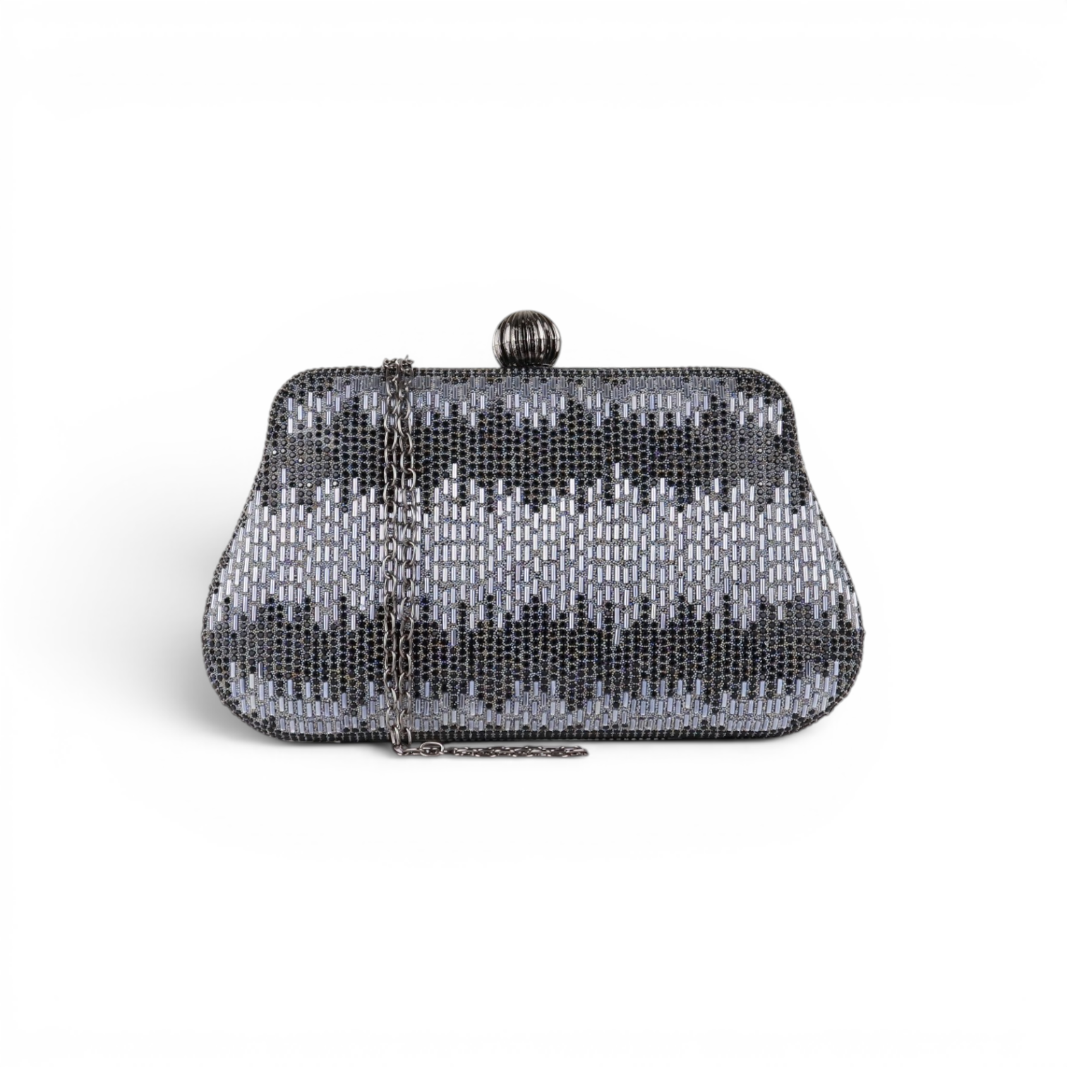 Bolsa Festa Clutch Vidrilhos Prata Grafite