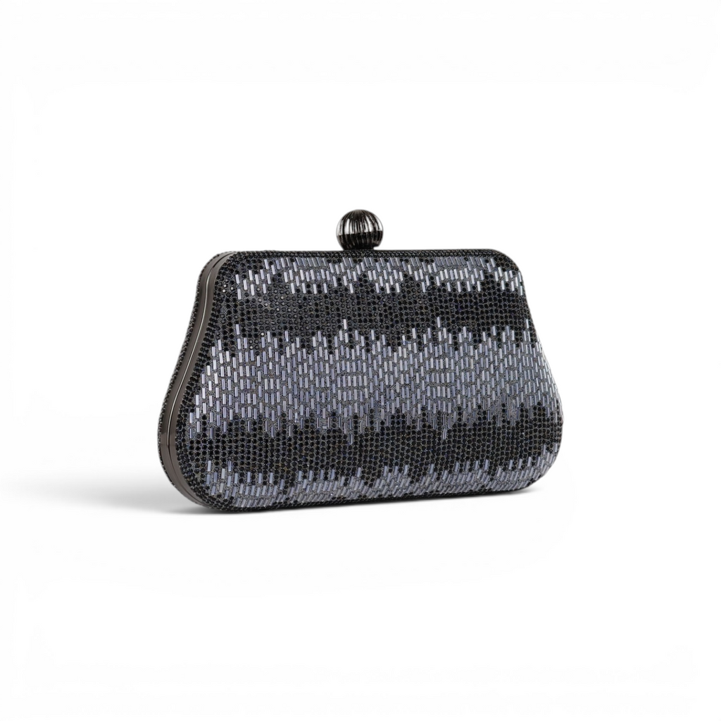 Bolsa Festa Clutch Vidrilhos Prata Grafite
