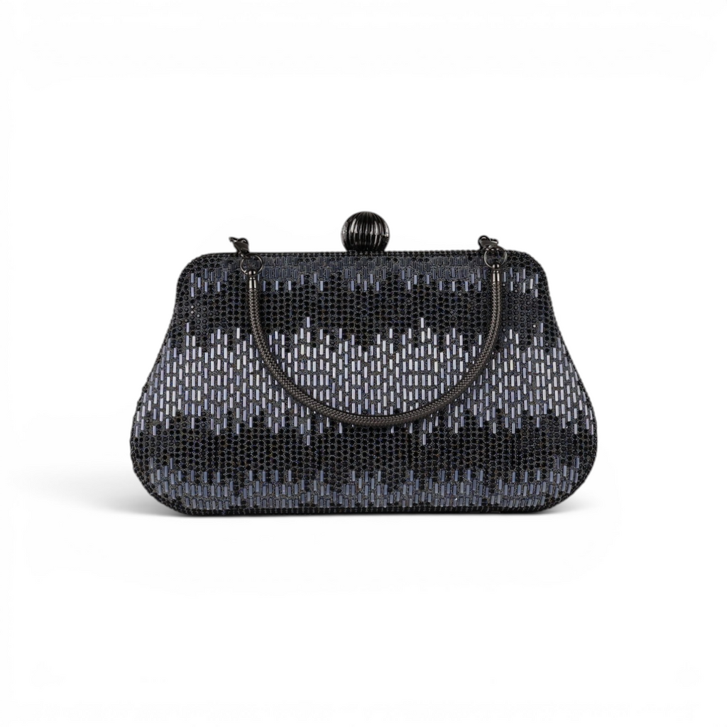 Bolsa Festa Clutch Vidrilhos Prata Grafite