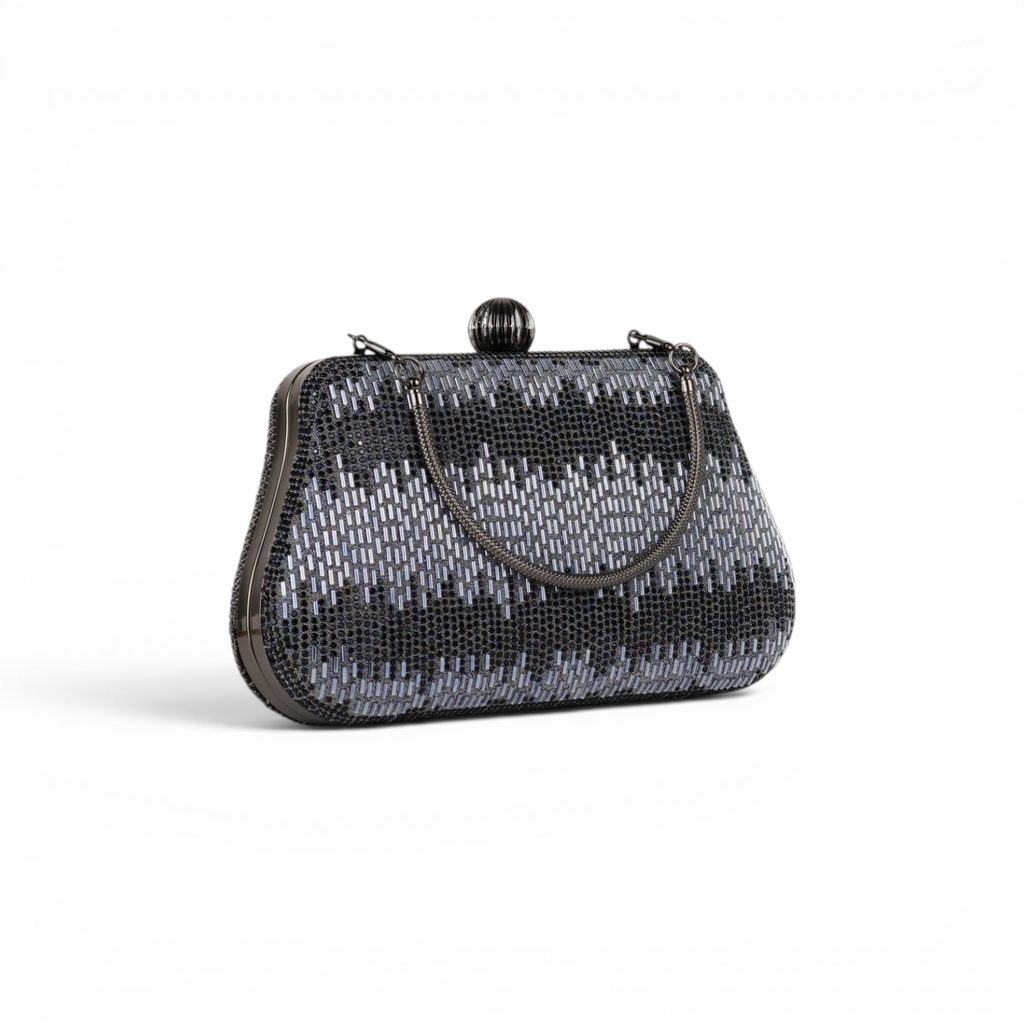 Bolsa Festa Clutch Vidrilhos Prata Grafite