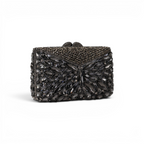 Bolsa Festa Clutch Pedraria Strass Prata Escuro