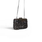Bolsa Festa Clutch Pedraria Strass Prata Escuro