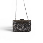 Bolsa Festa Clutch Pedraria Strass Prata Escuro