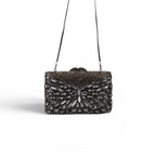 Bolsa Festa Clutch Pedraria Strass Prata Escuro
