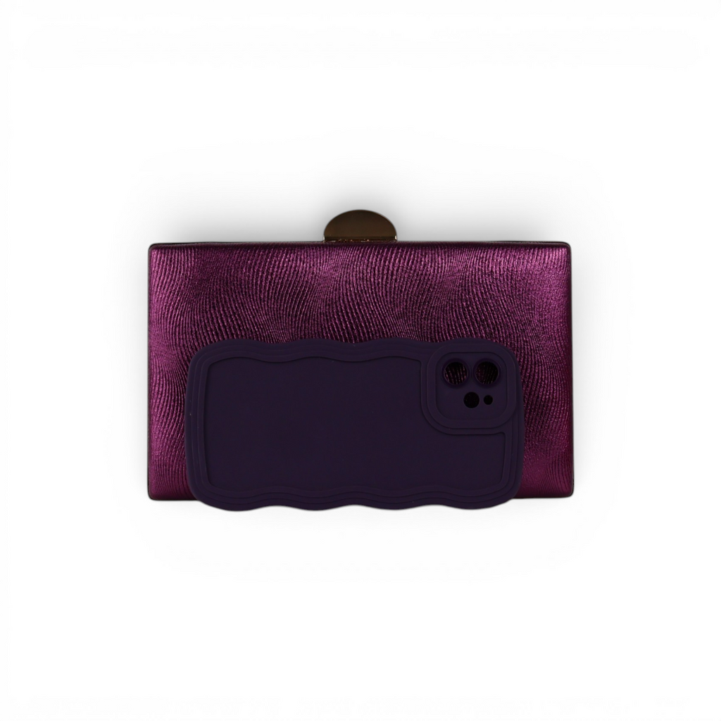 Bolsa de Festa Clutch Metalizada Roxo Berinjela