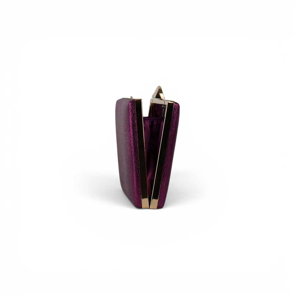 Bolsa de Festa Clutch Metalizada Roxo Berinjela