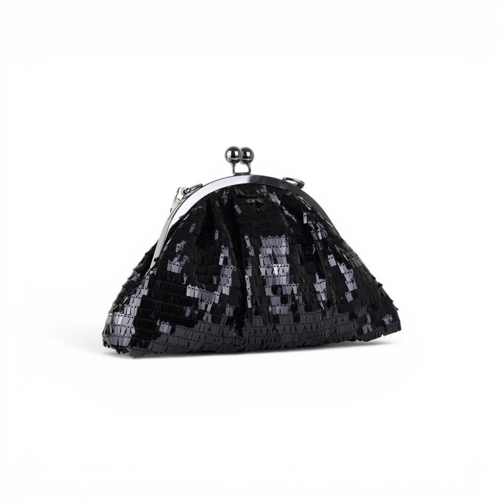 Bolsa de Festa Clutch Lantejoula Brilhante Preta