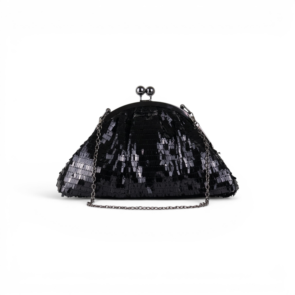 Bolsa de Festa Clutch Lantejoula Brilhante Preta
