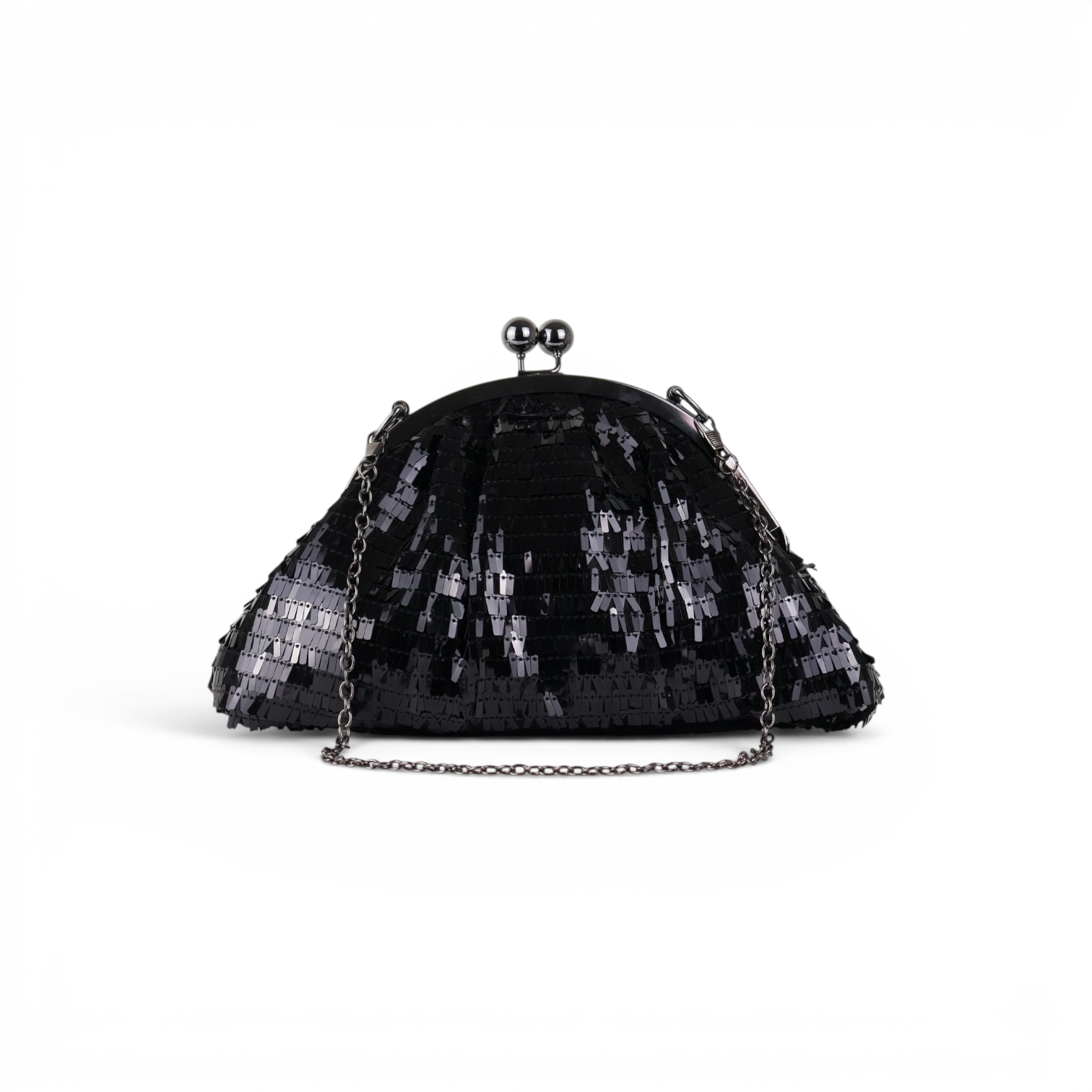 Bolsa de Festa Clutch Lantejoula Brilhante Preta